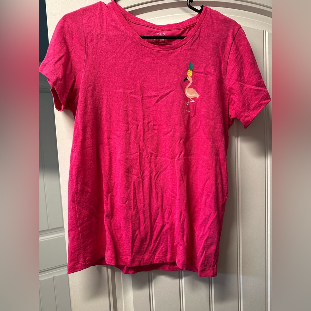 J. Crew Pink Flamingo Short Sleeve Tee
